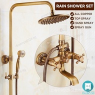 All Copper Rain Shower Set European Retro Bathroom Shower Head Full Set With Shower Head