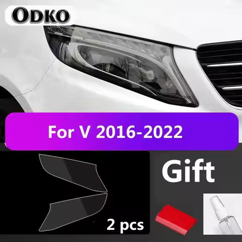 2Pcs Car Headlight Protective Film For Mercedes Benz W447 V 250 d TPU Black Sticker Transparent Deco