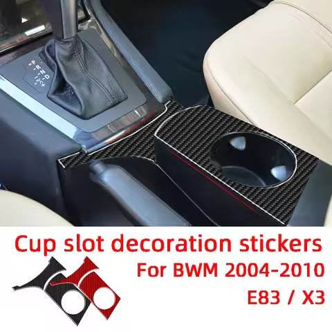 Center Console Armrest Cup Slot Panel Decoration Patch Carbon Fiber Car Stickers For BMW 2004-2010 X