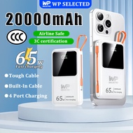 WP SELECTED 3C Powerbank 65w Fast Charging Slim Portable 3C PowerBank With Detachable Built-in Cable