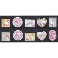 JAPAN 2015 GREETINGS HELLO KITTY (NATIONAL EDITION) 82 YEN COMP. SET OF 10 STAMPS IN IN FINE USED CO