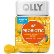 OLLY Probiotic 50 Gummy, Immune and Digestive Support, 1 Billion CFUs, Chewable Probiotic Supplement, Mango, 25 Day Suppl