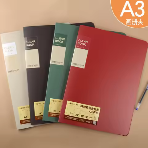 A3 File Folder Document Bag for Art Work Collection 20/30/40/60 Pocket Picture Album Organizer for O