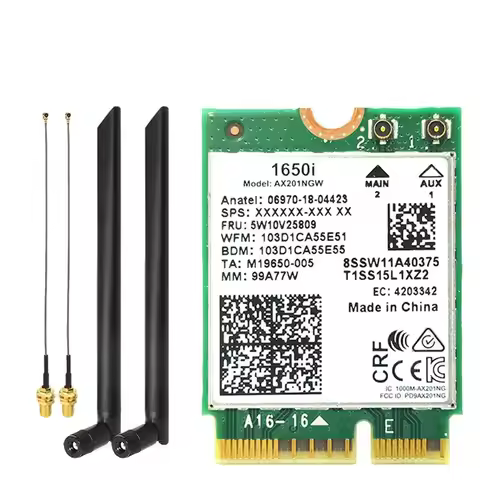 ABRJ-1650I AX201NGW Wifi Card+2X8db Antenna 3000Mbps WIFI6 2.4G/5G Cnvio2 Bluetooth 5.1 Wifi Adapter
