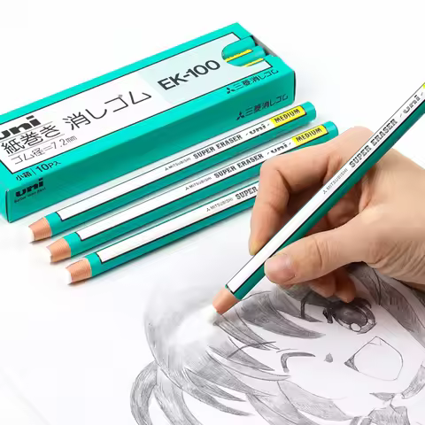 3 Pieces Japan UNI Pencil Type Eraser Super Eraser EK-100 Highlight Eraser For Fine Arts School & Of