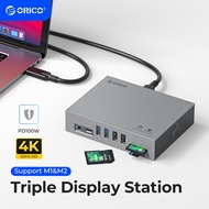 ORICO USB C HUB Triple Display Docking Station For MacBook Pro M1 Mac Window with Dual HDMI Ports Display Port 100W PD RJ45 3.5mm Audio TF SD Extended Display（CDH-15H）