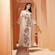 Gauze Embroidered Muslim Dress - Ethnic Wear