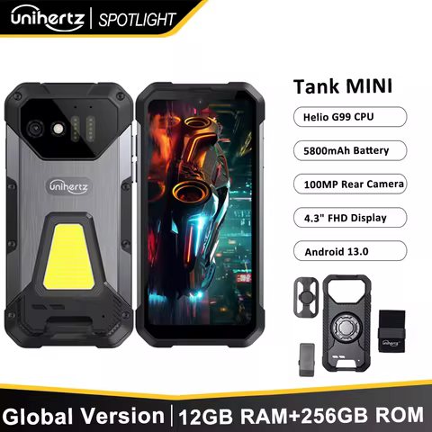 Unihertz 8849 Tank Mini Rugged Smartphone 4.3 Inch Small Cell Phone 24GB+256GB Android 13 5800mAh 10