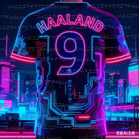 Fashion Haaland #9 Cyberpunk Neon Football Jersey Adult Sports Wear Quick-Dry & Breathable Daily Tra