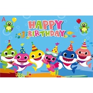 [SG Seller] Baby Shark Happy Birthday Vinyl Backdrop Photography Party