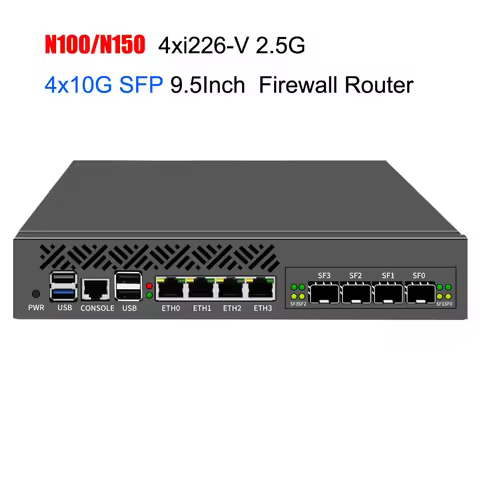 Firewall Router Appliance lntel N100/N150 1U 4x10G SFP 4xi226V 2.5G Gateway Network Security Soft Ro