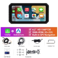 Oqiao แอนดรอยด์6.2 มอนิเตอร์รถจักรยานยนต์2 + 32G ไร้สาย Carplay เครื่องเล่นสื่ออัจฉริยะแบบพกพาไร้สาย