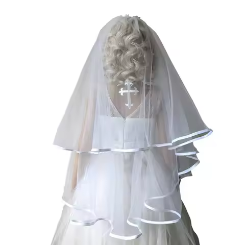 God Bless 1st First Holy Communion church Wedding Flower Girl Dress Up decoration white cross Veil B