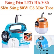 Bóng Đèn Tích Điện Hb-V80 80W Siêu Sáng Có Móc Treo Tiện Lợi Tích Hợp Đèn Pin Có Sạc Năng Lượng Mặt