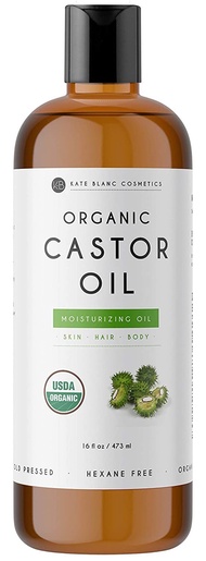 Organic Castor Oil 16oz by Kate Blanc. Cold-Pressed, 100% Pure, Hexane-Free. Promote Growth for Hair