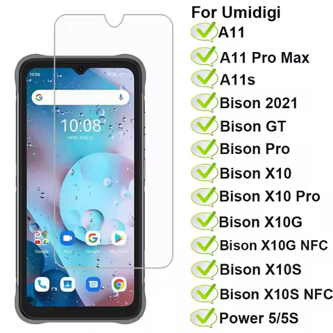 3-1PC Tempered Glass For Umidigi Bison X10 Pro X10G X10S NFC GT A11s A11 Pro Max Screen Protector on