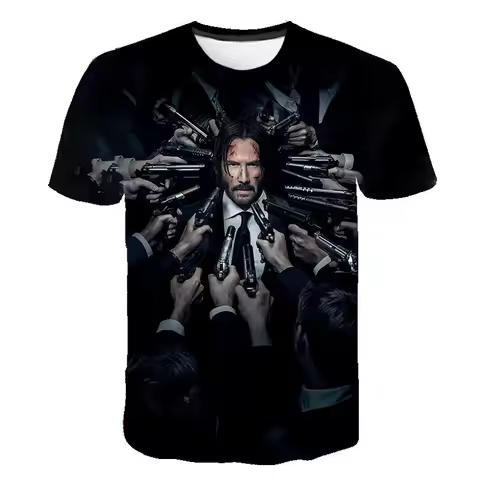 Summer John Wick 3D Print T-shirt Men Women Children Short Sleeves Keanu Reeves Cool Movie T Shirt C