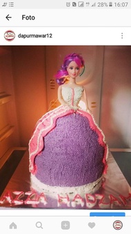 barbie cake / kue ulangtahun / kue ultah anak perempuan / kue cewek