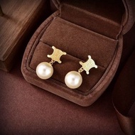 💜全新Celine 凱旋門吊珍珠耳環