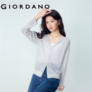 GIORDANO WOMEN Semi-sheer loose hooded cardigan 13356210