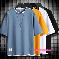 【M-3XL】现货🍊2023  男 summer short-sleeved T-shirt  ice silk men's trend half-sleeved Hong Kong style tr