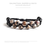 Agus brand macrame fashion natural stone jasper dalmatian bracelet