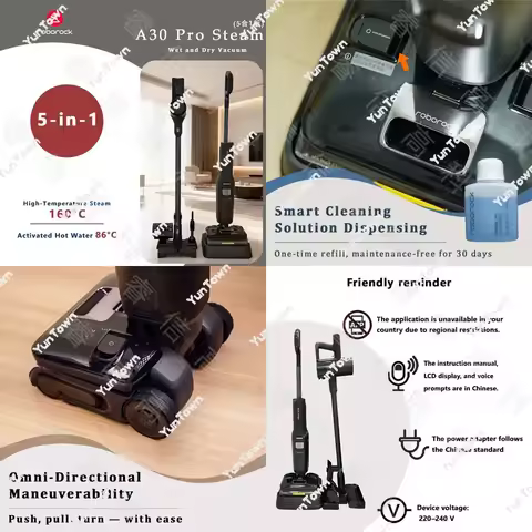 Roborock A30 Pro Steam Vacuum Cleaner for Hard Floors Carpets Tile Vinyl LVP Laminate 5 in 1 Wet Dry