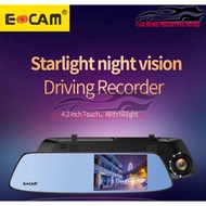 ORIGINAL ECAM A75 Pro 4.3" screen Touch Screen Dash Cam Dual Rearview Car Camera E-CAM A075 PRO