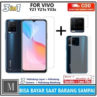 LAYAR 3in1 Clear Tempered Glass Package Vivo Y21 Y21a Y21s Y21T Y33s Full Cover Anti-Scratch Glass F