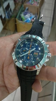 jam tangan seiko sport chronograph barca quartz water resist rubber strap normal semua siap pakai