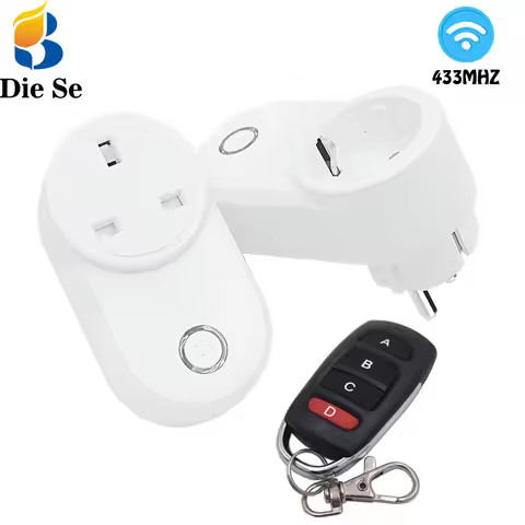 Universal Remote Control Smart Socket EU UK Pulg and RF 433mhz Transmitter 15A Electrical Outlet Swi