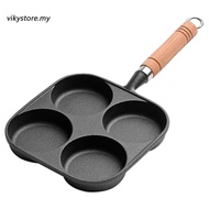 4-Hole Egg Frying Pans Wooden Handle Non Stick Egg Burgers Ham Pan Frying Pots U [vikystore.my]