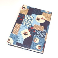 A5 可調式 媽媽手冊 布書衣 布書套 - 日式 貓頭鷹 (藍)