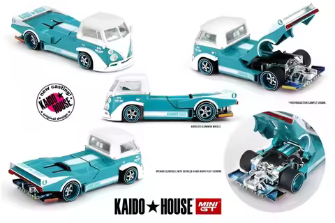 Kaido House x MINI GT 1:64 T1 PICKUP KAIDO WORKS V1 / Skyline R34 Kaido Star Racing V1 Diecast Model