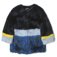 二手 BANDITS BILLY THE KID顏色皮草大衣，XS 碼，藍色，人造皮草漸變色。