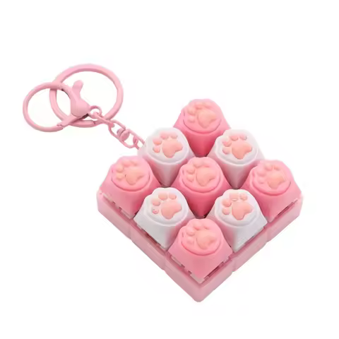 New Cat's Paw Shape Fidget Keychain 9Keys DIY Keyboard Keyboard Clicker Pass The Time Relief Stress 