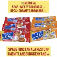 Wow Spageti instant Spaghetti kemasan 75g-88g/harga untuk satu renceng isi 5bks.