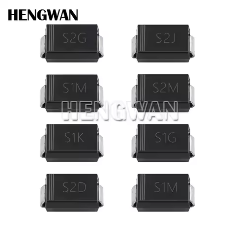 100PCS SMA Silicon Rectifier Diode S1A S1B S1D S1G S1J S1K S1M S2B S2D S2G S2J S2K S2M S3M DO-214AC