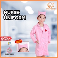 Kids Nurse Uniform Surgeon Role Play Boys Girls Long Sleeves Costume (NURSE COSTUME)