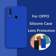 Case For OPPO A7 A5S A3S A12 A12E A91 A9 F9 F11 F11Pro A31 A1K A37 R17 Liquid Silicone Camera Lens Protective Matte Soft Phone Cover