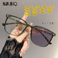 【Finished Myopia Glasses 0°-400° 】Anti-blue light color-changing glasses Female student myopia glass