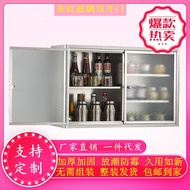 S/💖304Stainless Steel Cabinet Kitchen Cupboard Bathroom Wall Cupboard Storage Cabinet Balcony Closet Storage Simple Lock