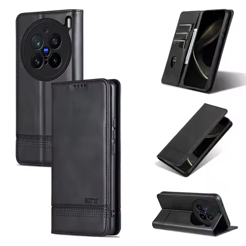 Shockproof Flip Leather Card Holder Wallet Case For Vivo X200 Pro X200 Ultra X300 Pro X300S, Magneti