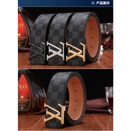 Ready Stock Belt Male LV Genuine Leather Business All-Match Smooth Buckle High-End F