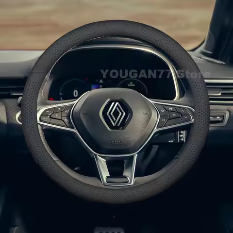 Leather Car Steering Wheel Cover For Renault Clio 2008-2023 Ultra Thin Non-slip Auto Steering Wheel 