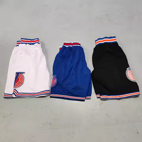Trillest Space Jam Tune Squad Basketball Shorts White Blue and Black Halloween Party and Christmas G