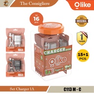 (16 Pcs) Olike Charger Type C Micro 1A C113M C113C Free Jar Contents 15 + 1 Pcs