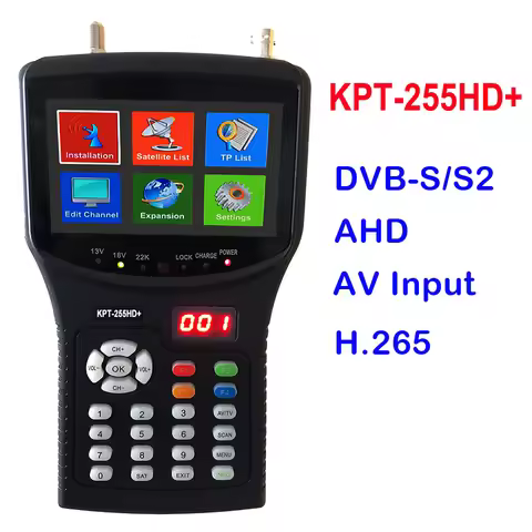 Kangput KPT-255HD+ plus Satellite Finder Meter cctv camera DVB -S2 H.265 4.3” TFT LCD Screen Support