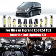 Canbus For Nissan Elgrand E50 E51 E52 1997-2019 2020 Vehicle LED Interior Dome Light License Plate Lamp Kit Car Accessories