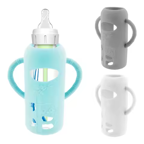 3Pcs Baby Bottle Sleeves with Handle Drop Protection Baby Bottle Sleeve Silicone Cover Compatible wi